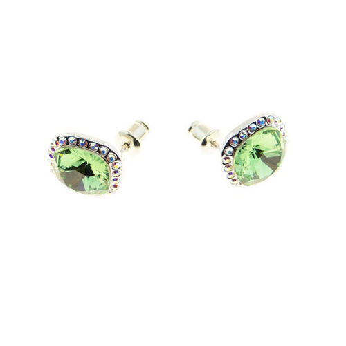 Picture of Crystal Square Sterling Post Earrings.Fern green