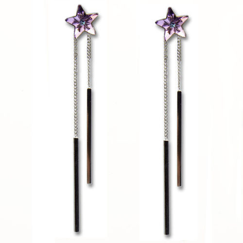 Picture of Crystal Star Design Drop Dangle Earring. Crystal Aurore Boreale (001 antp) Color