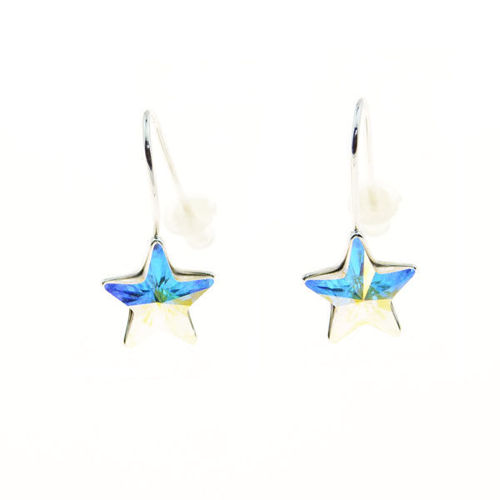 Picture of Crystal Star Hook Earrings. Crystal Aurore Boreale (001 Ab) Color