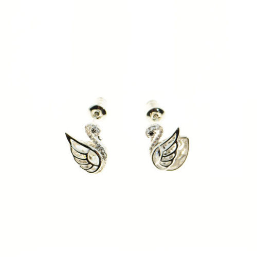 Picture of Crystal Swan Earrings. Crystal  Color