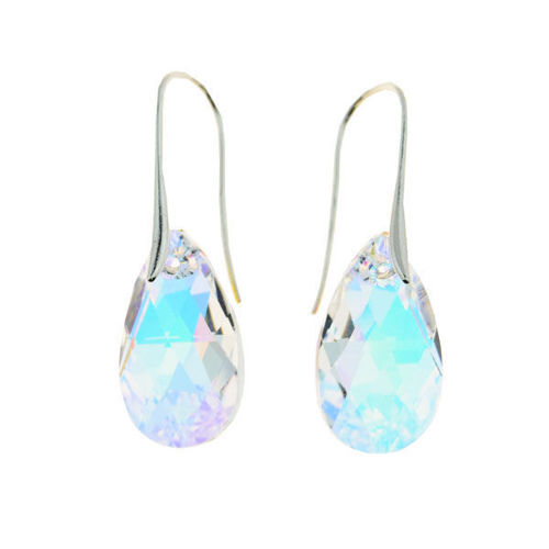 Picture of Crystal Teardrop Dangle Earrings. Crystal Aurore Boreale (001 Ab) Color