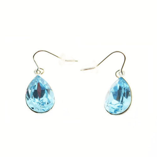 Picture of Crystal Teardrop Dangle Earrings. Montana (263) Color