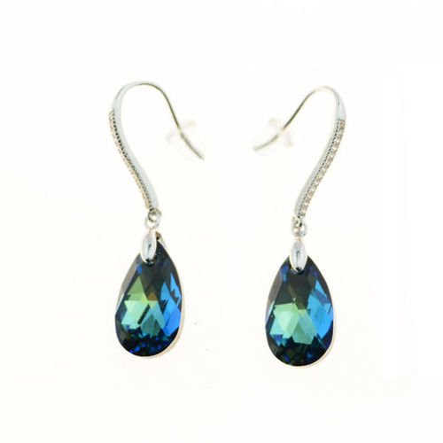 Picture of Crystal Teardrop Dangle Hook Earrings. Montana (379) Color