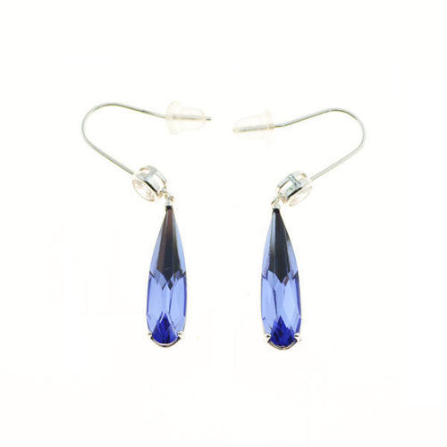 Picture of Crystal Teardrop Dangle Hook Earrings. Purple Velvet (277) Color