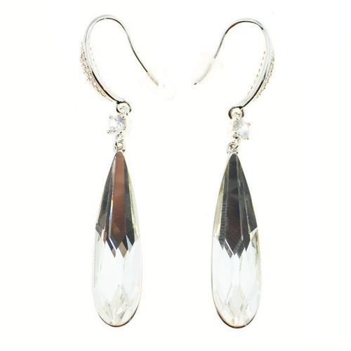 Picture of Crystal Teardrop Dangle Pierced Earrings. Crystal  Color