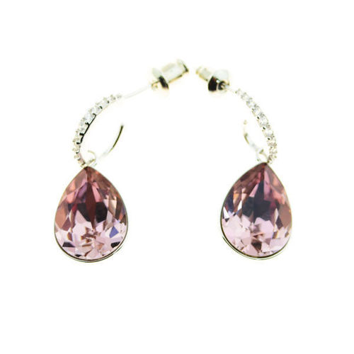 Picture of Crystal Teardrop Hook Pierced Bella Earrings. Amethyst (204) Color