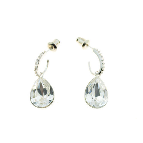 Picture of Crystal Teardrop Hook Pierced Bella Earrings. Crystal  Color