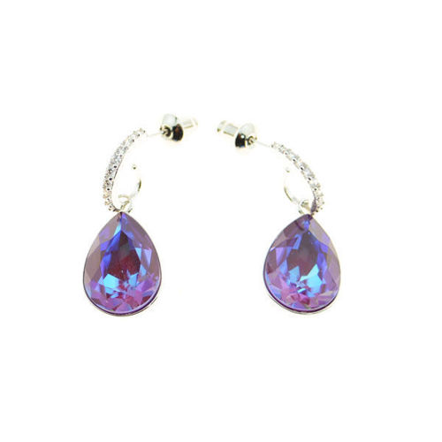 Picture of Crystal Teardrop Hook Pierced Bella Earrings. Crystal Red Magma (001 Redm) Color