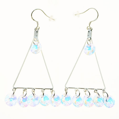 Picture of Crystal Triangle Drop Aurora Borealis Earrings. Crystal Aurore Boreale (001 Ab) Color