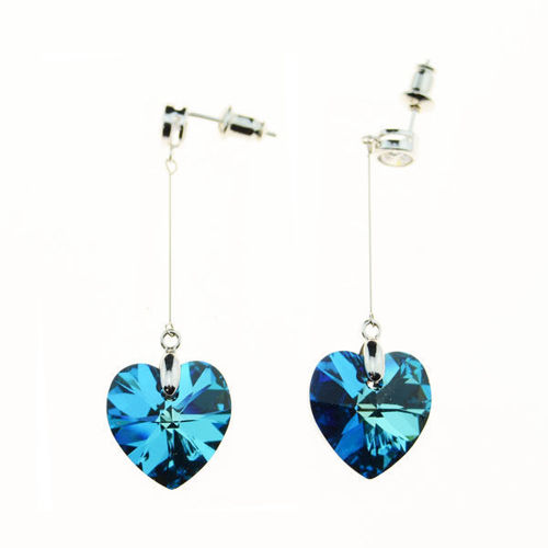 Picture of Crystal Wireing Strling Silver Heart Earrings. Peridot (243) Color