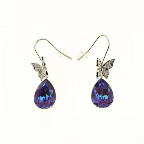 Picture of Crystl Teardrop On Butterfly Pierced Earrings. Crystal Red Magma (001 Redm) Color