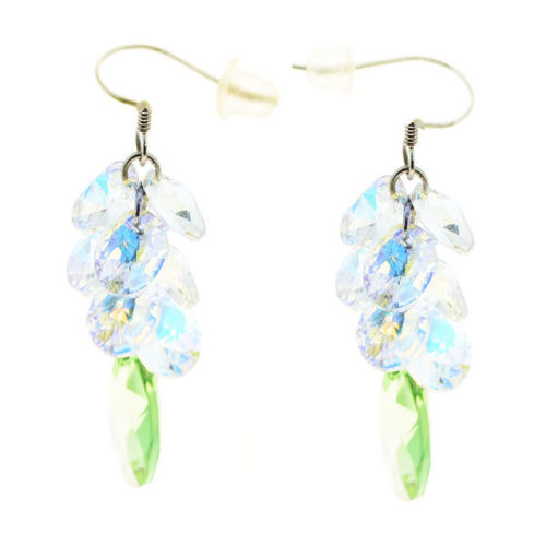 Picture of Cube Drop Pierced Earrings Crystal From Swrovski. Sapphire (263) Color