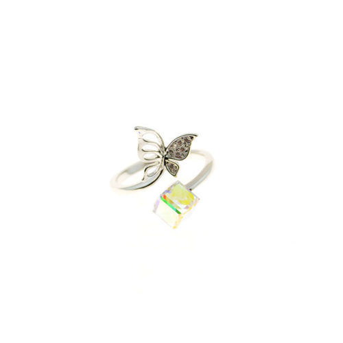 Picture of Crystal Butterfly Design Ring. Crystal Aurore Boreale (001 Ab) Color
