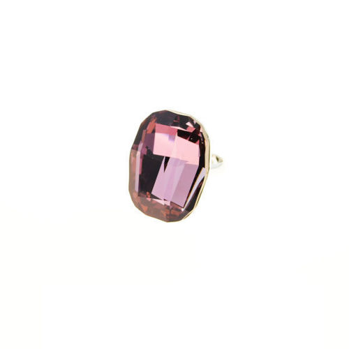 Picture of Crystal Large Rectangle Shape Ring. Amethyst (204) Color