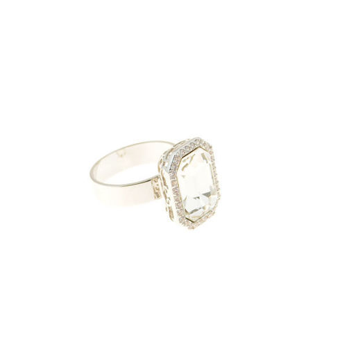 Picture of Crystal Medium Size Rectangle Ring. Crystal  Color