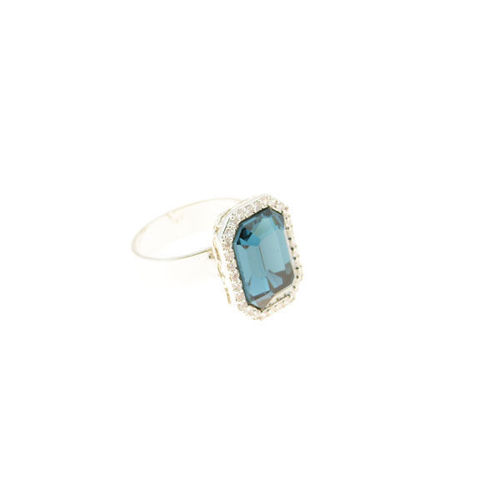 Picture of Crystal Medium Size Rectangle Ring. Montana (207) Color