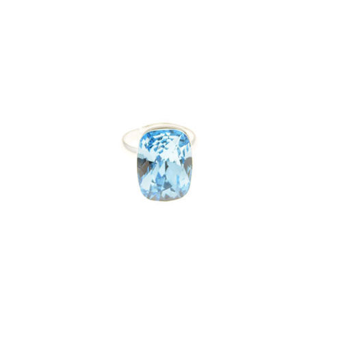 Picture of Crystal Rectangle Shape Ring. Light Turquoise (263) Color