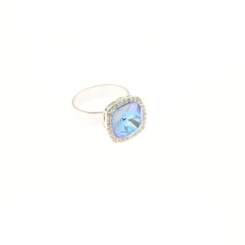 Picture of Crystal Square Shape Ring. Air Blue Opal (285) Color