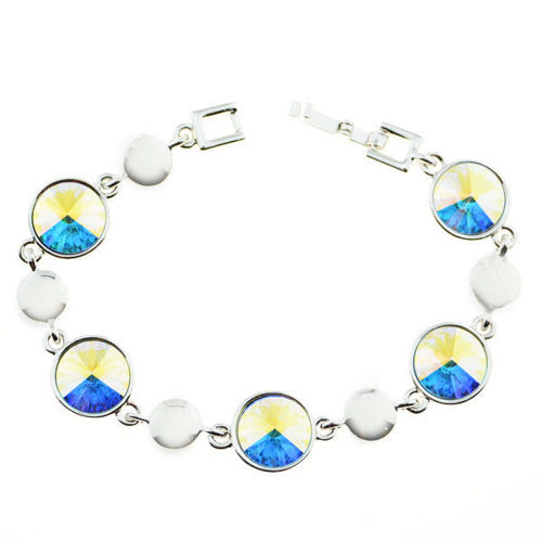 Picture of Crystal Round Shape Design Bracelet. Crystal Aurore Boreale (001 Ab) Color