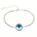 Picture of Crystal Round Shape Design Bracelet. Light Turquoise (263) Color