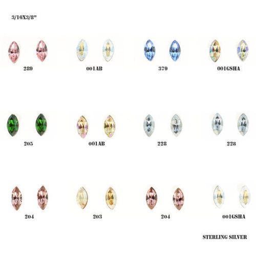 Picture of Crystal Earrings Pierced Sterling Silver Post Set Of 12. Mix) Color