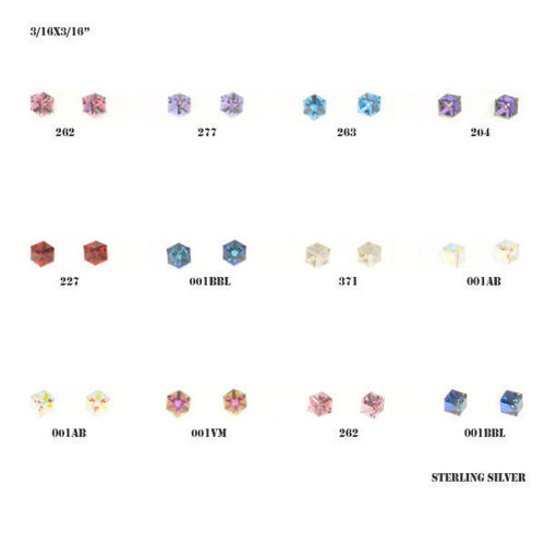 Picture of Crystal Earrings Pierced Sterling Silver Post Set Of 12. Mix Color