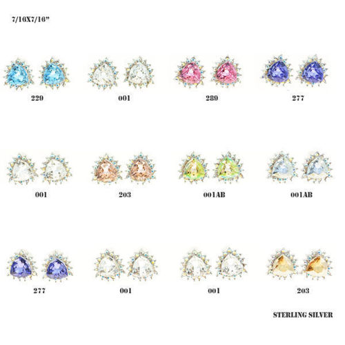 Picture of Crystal Earrings Pierced Sterling Silver Post Set Of 12. Mix Color