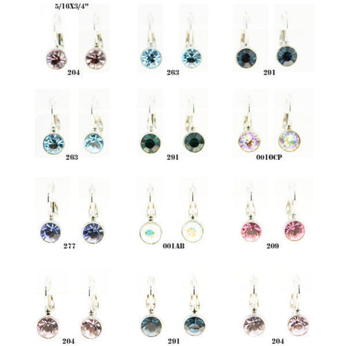 Picture of Crystal Earrings Pierced Sterling Silver Post Set Of 12. Mix  Color