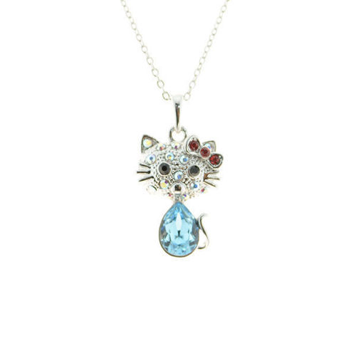 Picture of Crysatal Cat Necklace. Montana (263) Color