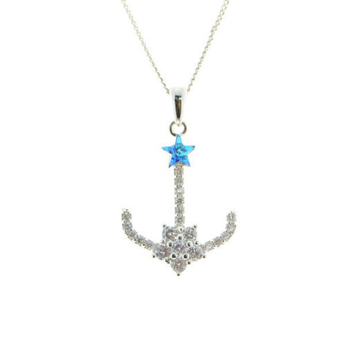 Picture of Crystal Anker Shape Necklace. Montana (207) Color
