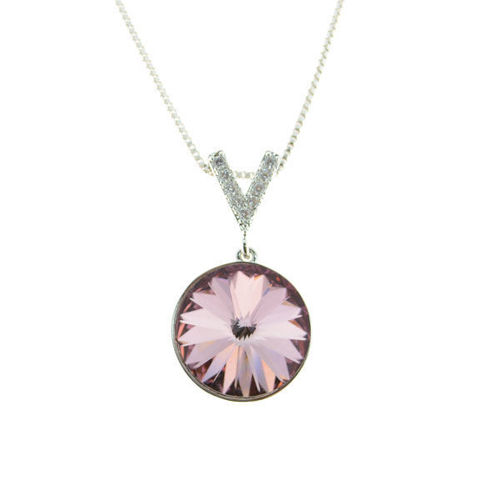 Picture of Crystal Circle On "V" Necklace. Amethyst (204) Color