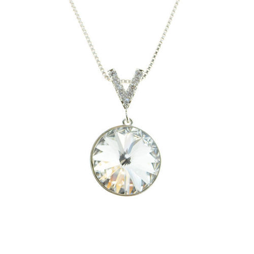 Picture of Crystal Circle On "V" Necklace. Crystal  Color