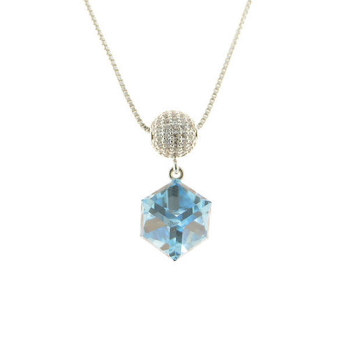 Picture of Crystal Cube Circle And Square Necklace. Crystal Aurore Boreale (001 Ab) Color