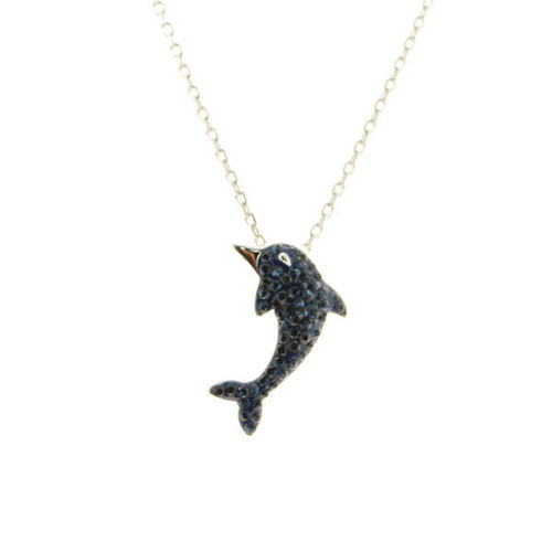 Picture of Crystal Dolphin Shape Necklace. Montana (207) Color