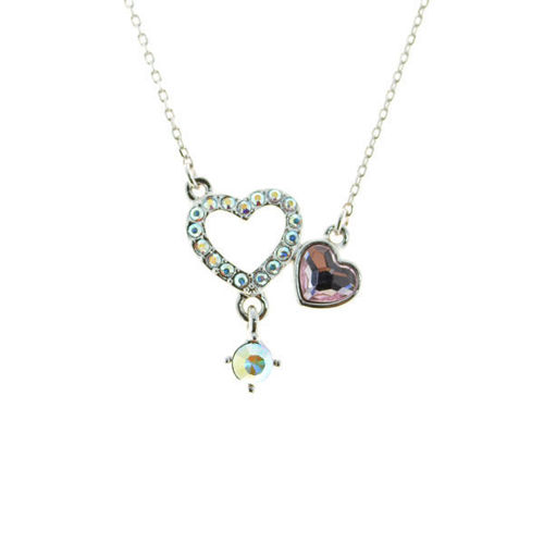 Picture of Crystal Double Heart Shape Necklace. Violet (371) Color