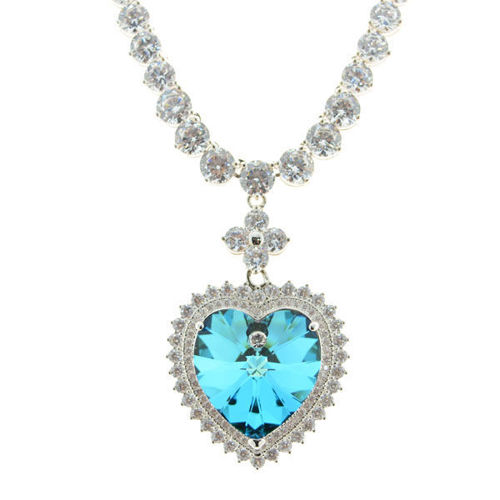 Picture of Crystal Heart Shape Necklace. Montana (229) Color