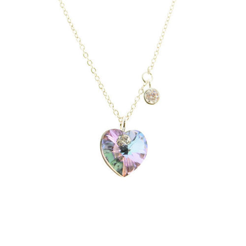 Picture of Crystal Heart With Circle Necklace. Crystal Volcano (001 Vol) Color