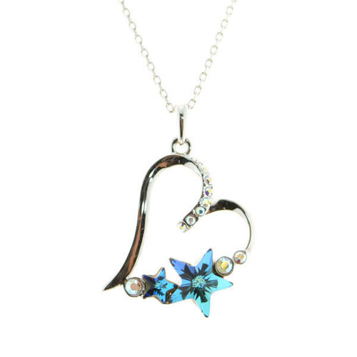 Picture of Crystal Heart With Star Necklace Srystal From Swarovski. Montana (229) Color