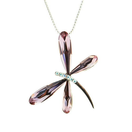 Picture of Crystal Large Size Dragonfly Necklace. Amethyst (204) Color