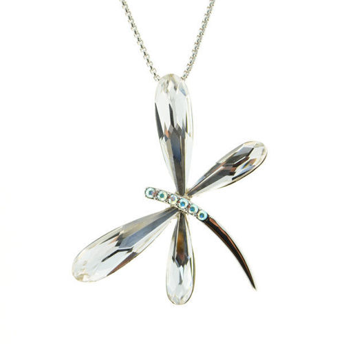 Picture of Crystal Large Size Dragonfly Necklace. Crystal  Color