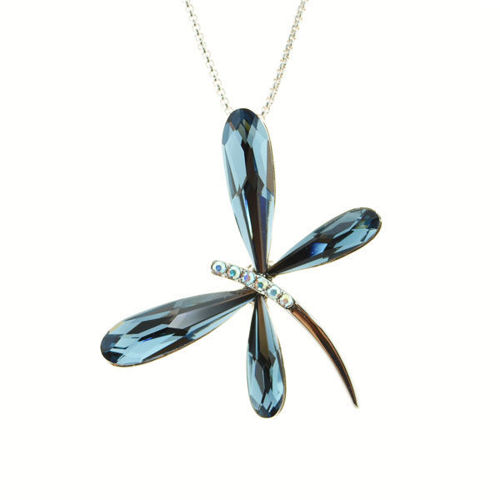 Picture of Crystal Large Size Dragonfly Necklace. Montana (207) Color