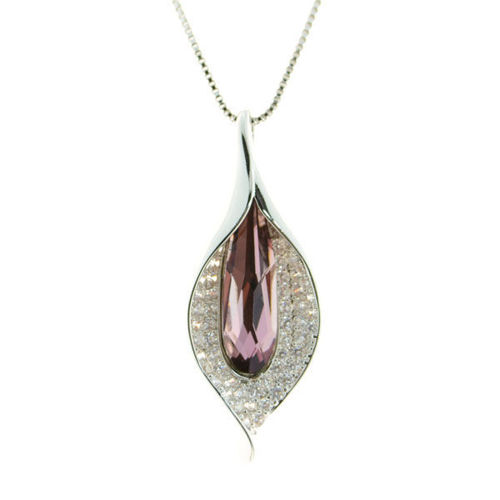 Picture of Crystal Leaf Shape Necklace. Amethyst (204) Color
