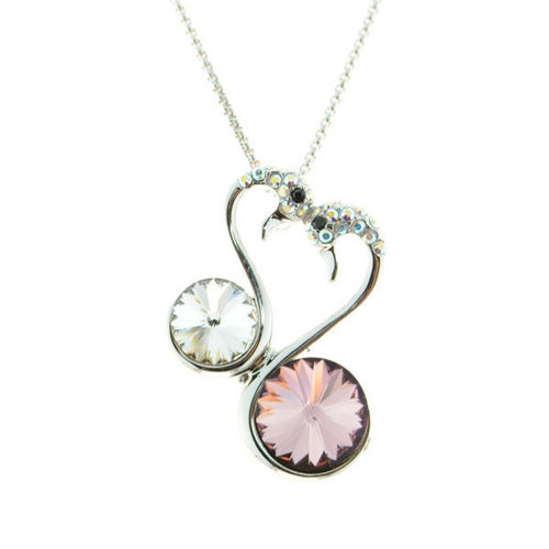 Picture of Crystal Love Swan Necklace double color