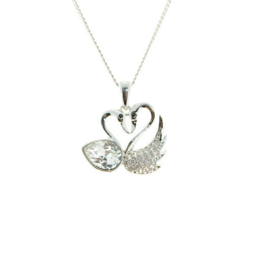 Picture of Crystal Love Swan Necklace. Crystal  Color
