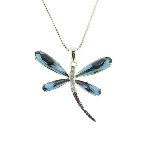 Picture of Crystal Medium Size Dragonfly Necklace. Montana (207) Color