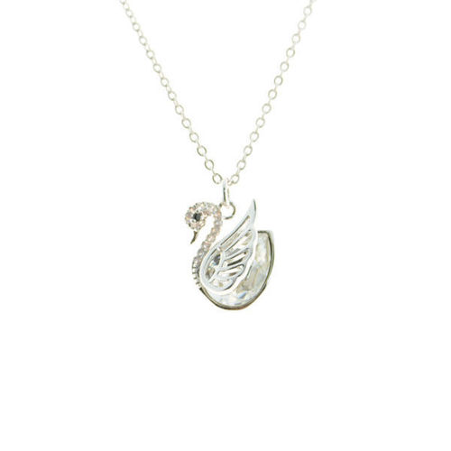 Picture of Crystal Small Swan Necklace. Crystal  Color