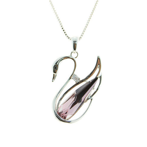 Picture of Crystal Swan Necklace. Amethyst (204) Color