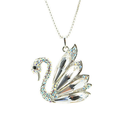 Picture of Crystal Swan Necklace. Crystal  Color