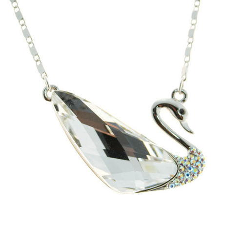 Picture of Crystal Swan Necklace. Crystal  Color