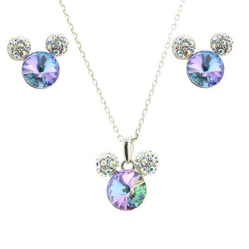 Picture of Crystal Mikey Mouse  Design Necklace And Earrings. Crystal Copprt (001 cop) Color